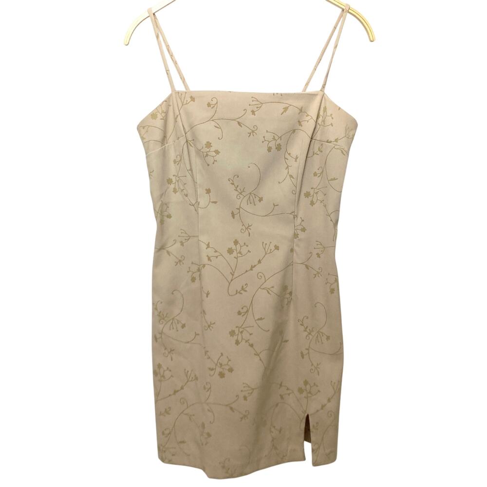 90’s Y2K Rampage Junior’s Tan Bodycon Baddie Spaghetti Straps Formal Mini Dress